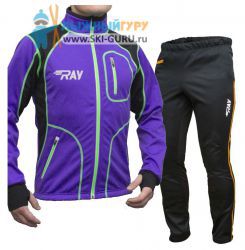 Лыжный костюм RAY, модель Star (Kid), цвет фиолетовый/черный/желтый (штаны с горчичными вставками), размер 36 (рост 135-140 см)