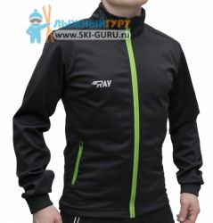 Куртка разминочная RAY, модель Casual (Kid), цвет черный/зеленый, размер 34 (рост 128-134 см)