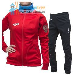 Лыжный костюм RAY, модель Star (Girl), цвет красный/голубой белая молния (штаны с кантом), размер 36 (рост 135-140 см)