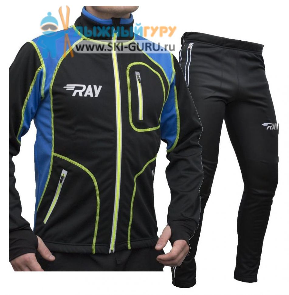 Лыжный костюм RAY, модель Star (Kid), цвет черный/синий желтый шов, размер 36 (рост 135-140 см)