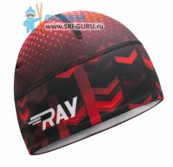 Лыжная шапка RAY, термобифлекс, цвет красный/черный/белый, рисунок Вектор 2, размер M