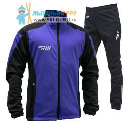 Лыжный костюм RAY, модель Pro Race (Boy), цвет фиолетовый/черный (штаны с кантом), размер 36 (рост 135-140 см)