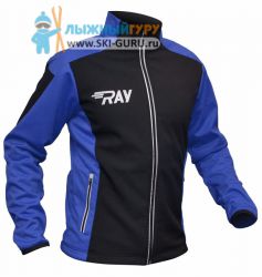 Куртка разминочная RAY, модель Race (Unisex), цвет черный/синий размер 44 (XS)