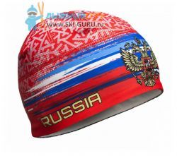 Лыжная шапочка RAY модель RACE материал термо-бифлекс красный, снежинка, принт, размер L
