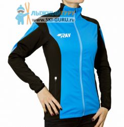 Куртка разминочная RAY, модель Pro Race  (Girl), голубой/черный 38 размер (рост 140-146 см)