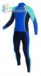Лыжный гоночный комбинезон RAY, модель Race (Unisex), цвет синий/бирюзовый/темно-синий размер 44 (XS)