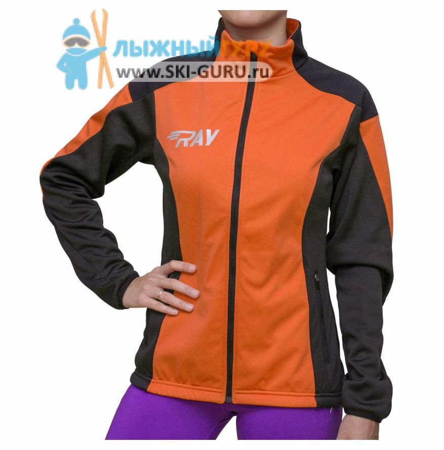 Куртка разминочная RAY, модель Pro Race (Girl), цвет оранжевый/черный, размер 38 (рост 140-146 см)