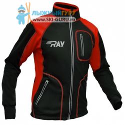 Куртка разминочная RAY, модель Star (Kid), цвет черный/красный красный шов, размер 34 (рост 128-134 см)