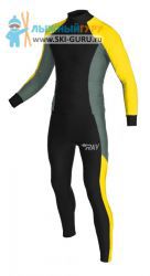Лыжный гоночный комбинезон RAY, модель Race (Kid), цвет черный/желтый/серый, размер 36 (рост 135-140 см)