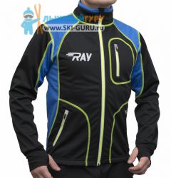 Куртка разминочная RAY, модель Star (Unisex), цвет черный/синий желтый шов размер 56 (XXXL)