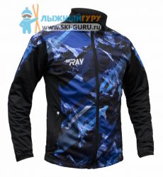 Куртка разминочная RAY, модель Pro Race принт (Man), цвет черный/синий, размер 56 (XXXL)