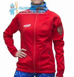 Куртка разминочная RAY, модель Star (Girl), цвет красный/голубой белая молния, размер 40 (рост 146-152 см)