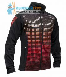 Лыжная разминочная куртка RAY, модель Pro Race принт (Man), цвет черный/красный размер 48 (M)