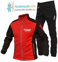 Лыжный разминочный костюм RAY, модель Race (Kid), цвет красный/черный, размер 34 (рост 128-134 см)