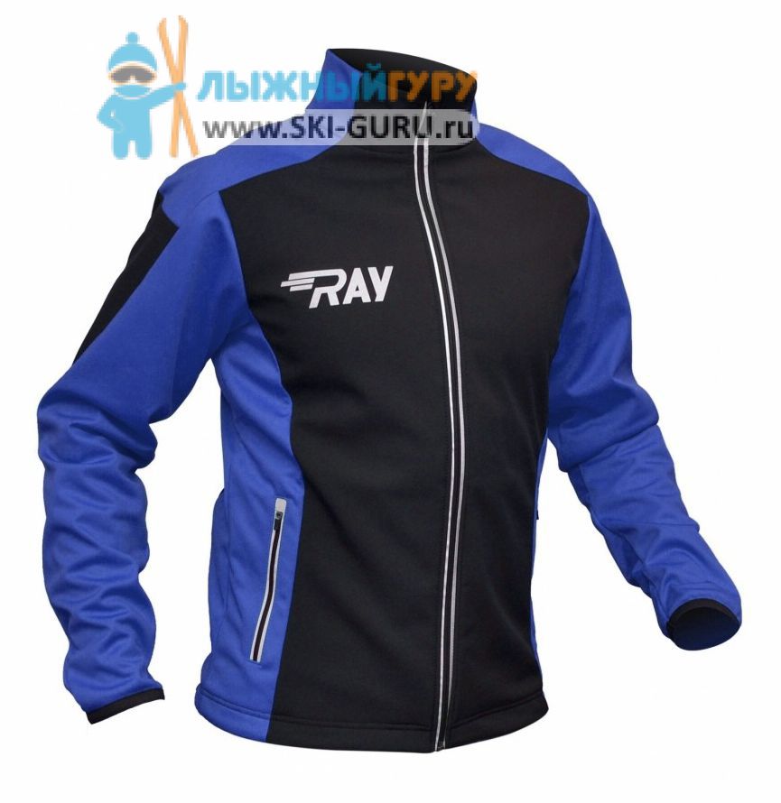 Куртка разминочная RAY, модель Race (Kid), цвет черный/синий, размер 34 (рост 128-134 см)