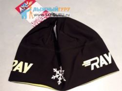 Лыжная шапка RAY, термобифлекс, цвет черный/белый/неоновый, рисунок Снежинка, размер M
