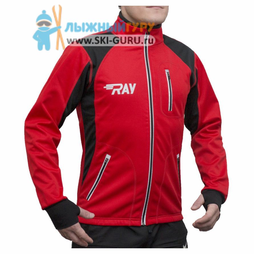 Разминочная куртка RAY WS модели STAR красно-черного цвета с красным швом