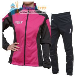 Лыжный костюм RAY, модель Pro Race (Girl), цвет малиновый/черный (штаны с кантом), размер 36 (рост 135-140 см)