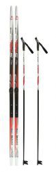 Лыжный комплект STC (лыжи 160 см + крепления SNS + палки 120 см), цвет белый/красный/черный, рисунок Snowway