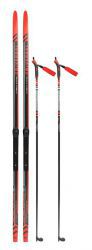 Лыжный комплект STC (лыжи 190 см + крепления NNN + палки 150 см), цвет черный/красный, рисунок Universal