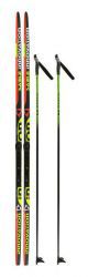 Лыжный комплект STC (лыжи 200 см + крепления SNS + палки 160 см), цвет черный/желтый/красный, рисунок Innovation