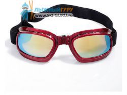 Лыжные очки "Koestler" KO-885, линзы зеркальные, оправа красная