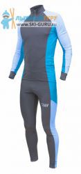 Лыжный гоночный комбинезон RAY, модель Race (Kid), цвет серый/голубой/бирюзовый, размер 34 (рост 128-134 см)