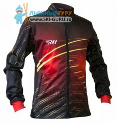 Куртка разминочная RAY, модель Casual принт (Unisex), цвет черный/красный/желтый, рисунок ЛУЧ размер 62 (6XL)