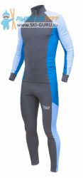 Лыжный гоночный комбинезон RAY, модель Race (Kid), цвет серый/св.голубой/голубой, размер 34 (рост 128-134 см)