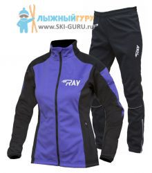 Лыжный разминочный костюм RAY, модель Pro Race (Woman), цвет фиолетовый/черный, размер 48 (L)