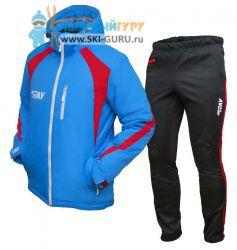 Теплый лыжный костюм RAY, Патриот (Kid), цвет синий/красный (штаны с красными вставками), размер 40 (рост 146-152 см)