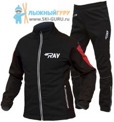 Лыжный разминочный костюм RAY, модель Pro Race (Boy), цвет черный/красный, размер 34 (рост 128-134 см)