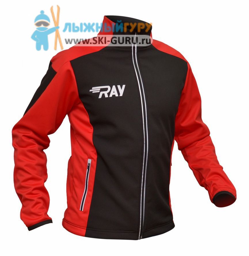 Куртка разминочная RAY, модель Race (Kid), цвет черный/красный, размер 36 (рост 135-140 см)