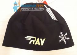 Лыжная шапка RAY, термобифлекс, цвет черный/белый/неоновый, рисунок Снежинка, размер L