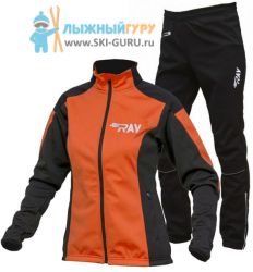 Лыжный разминочный костюм RAY, модель Pro Race (Woman), цвет оранжевый/черный, размер 48 (L)